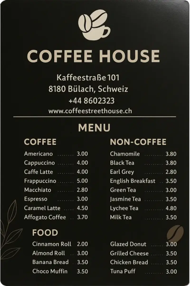 Menükarten für Gastronomie und Hotels